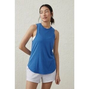 Cotton On Women's Active Curve Hem Tank Top, Blue, sleeveless  athletic shirt